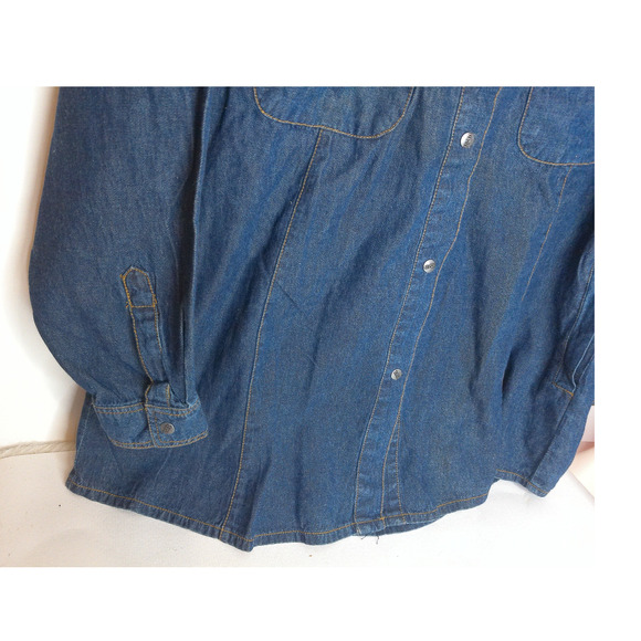 Vintage Get Used Classic Jeans By Elie Denim Snap Button Shirt Size Large New - Picture 3 of 6